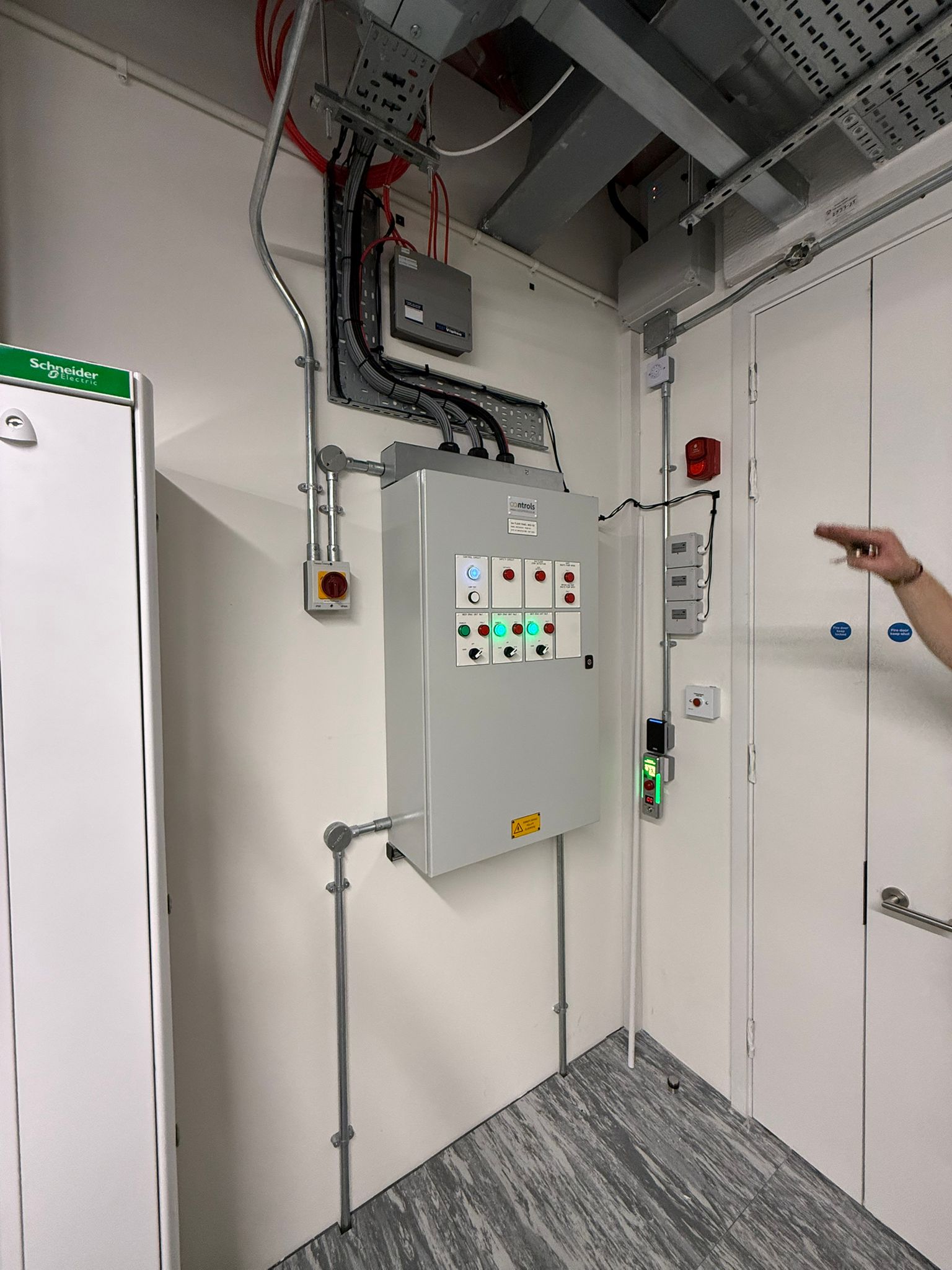 Commissioned plant room controls panel with Schneider cabinet